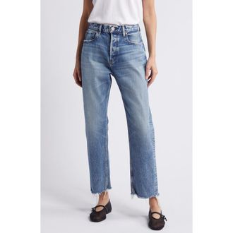 Moussy Vintage MV Mabel High Waist Distressed Wide Straight Leg Jeans in Blue at Nordstrom, Size 29