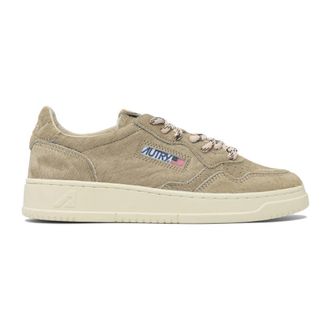 Autry Beige Leren Sneakers Chic Stijl - Dames - Sneakers - Beige - 37 EU - Katoen - Schoenen