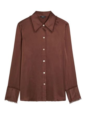 Rails Abbey fringe-detail shirt - women - Silk - M - Brown