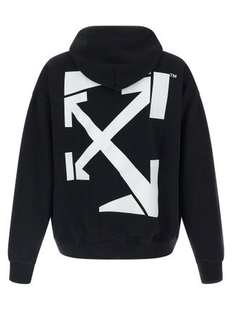 Off-white Logo-Print Brushed Cotton Hoodie - Black
