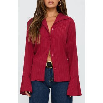 Princess Polly Beatris Bell Sleeve Shirt in Red at Nordstrom, Size 2