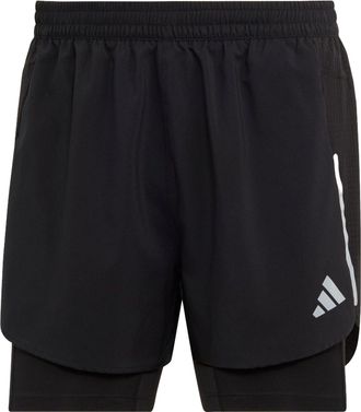 adidas Designed 4 Running 2-in-1 Shorts Black White HN8023