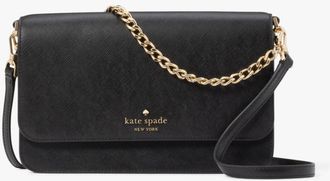 Kate Spade New York Womens Madison Saffiano Leather Willow Medium Flap Convertible Crossbody - Black - One Size