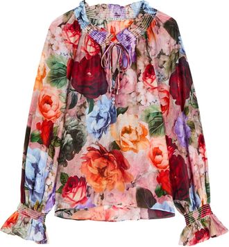 Alice & Olivia Norah Floral Cotton-blend Blouse - Multicoloured - XL (UK16 / XL)