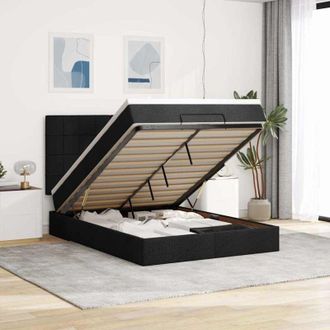 vidaXL Estructura Cama Otomana Colch&oacute;n Tela Negro 140x200cm Vidaxl