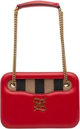 Fendi Pre-owned Shoulder Bags, female, Red, Size: ONE SIZE Pre-owned Karligraphy Pocket Shoulder Bag
