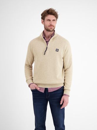 Lerros Strickpullover LERROS LERROS Herren-Stricktroyer, Herren, Gr. XXL, tender beige melange, 100% Baumwolle, ohne Ausschnitt, Pullover Strickpullover