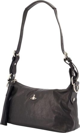 Vivienne Westwood Womens Emma Shoulder Bag - Vivienne Westwood Leather Black Calfskin Shoulder-Hobo-Bags