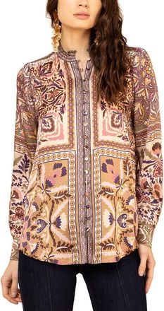 Hale Bob Long Sleeve Etta Woven Silk Blouse