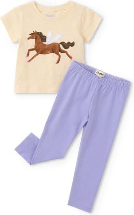 Hatley Kids Dreamy Horse Cotton T-Shirt & Leggings Set in Natural at Nordstrom, Size 18-24M
