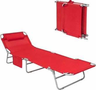 SoBuy Sobuy - Tumbona Inclinable De Acero Plegable Con Almohada Playa Piscina Jard&iacute;n Mecedora Ogs35-r Es