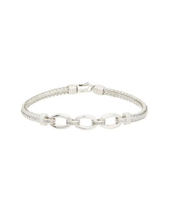 Meshmerise 0.06 Ct. Tw. Diamond 18K Gold Over Silver Bangle Bracelet