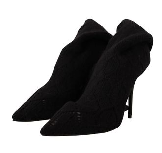 Dolce & Gabbana Womens Black Stretch Socks Knee High Booties Shoes Fabric