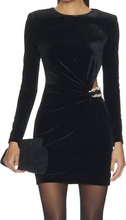 Self Portrait Velvet Embellished Mini Dress In Black