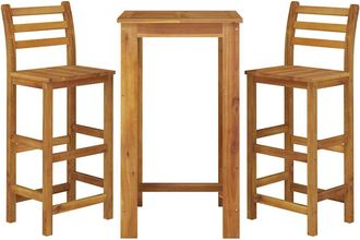 vidaXL Mesa Y Taburetes Altos De Jard&iacute;n 3 Pzas Madera Maciza Acacia Vidaxl