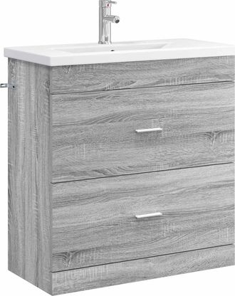 vidaXL Juego De Muebles De Ba&ntilde;o Sonoma Gris 81 X 40 X 84,5 Cm Vidaxl