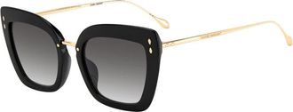 Isabel Marant Zwart Goud/Donkergrijs Zonnebril - Dames - Zonnebrillen - Geel - 53 MM - Accessoires