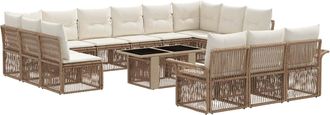 vidaXL Conjunto De Sof&aacute;s De Jard&iacute;n 14 Uds. Beige Y Blanco Crema Vidaxl