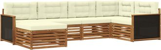 vidaXL Conjunto De Sof&aacute;s De Exterior 6 Uds. Natural Y Crema Vidaxl