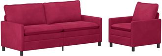 vidaXL Juego De Sof&aacute; 2 Uds. Rojo Vino Terciopelo Vidaxl
