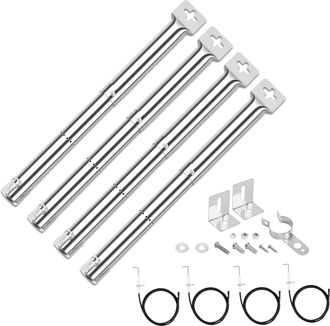 OEM Juego De 4 Quemadores, Acero Inoxidable, Ajustable De 31 A 44 Cm, Universal, Para Barbacoa De Gas