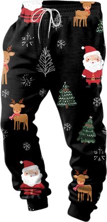 Generic Christmas Mens Tracksuit Bottoms Mens Jogger Gym Sweatpants Pants Loose Fit Workout Jogging Trousers Elasticated Waisted Running Trousers Tracksuit Jo