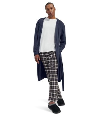 UGG Reyes Robe Mens Navy Blue Belted Waist Long Sleeve Sleepwear UPS911