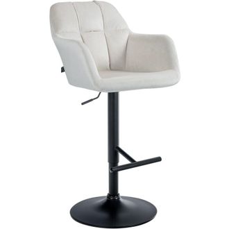 Clp Sgabello da bar in velluto Natoma crema Metallo nero opaco