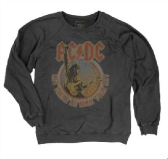 The Original Retro Brand Womens Acdc Let There Be Rock Sweatshirt In Vintage Black