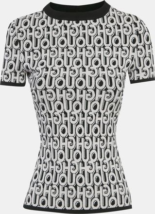 HUGO BOSS Hugo By Hugo Boss Black Logo Intarsia Knit Sweater Top