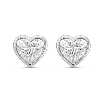 Diana M. Jewels 14KT WHITE GOLD LAB GROWN heart shape STUDS IN A BEZEL SETTING WEIGHING 1.00 CTS TW