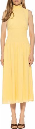Alexia Admor Noor Smocked Neck Midi Dress in Butter Yellow at Nordstrom Rack, Size 14