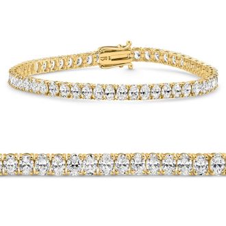 Pompeii3 10Ct Oval Diamond Tennis Bracelet 14k Gold 7 Lab Grown