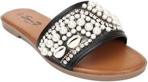 Seven 7 Embellished Slide Sandal in Black at Nordstrom Rack, Size 7.5