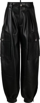 Dsquared2 leather cargo trousers - women - Polyester/Cotton/Calf Leather - 36 - Black