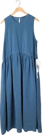 Apuntob Womens Long Linen Dress In Sugar Blue