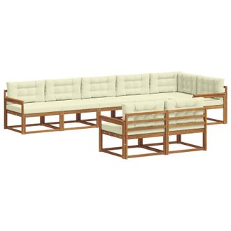 vidaXL Conjunto De Sof&aacute;s De Exterior Con Coj&iacute;n 8 Pcs Natural Y Crema Vidaxl