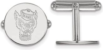 Diamond2Deal Sterling Silver Rhodium-plated North Carolina State University Wolf Cuff Links