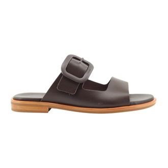 Frau Sliders, female, Brown, Size: 10 US Three-Strap Leather Slide