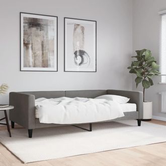 vidaXL Sof&aacute; Cama Con Colch&oacute;n Tela Gris Oscuro 100x200 Cm Vidaxl