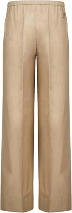 Moncler Broeken, Dames, Beige, S, Katoen, Katoenen Popeline Wijde Broek
