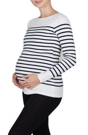 Cache Coeur Benodet Maternity and nursing sailor shirt in White/navy at Nordstrom, Size X-Large
