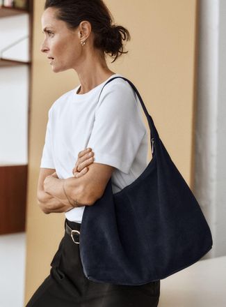 Simons Womens Minimalist suede hobo bag Exclusive collection from Italy