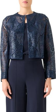 Akris Haron Sea Fan Lace Jacket in Navy at Nordstrom, Size 16
