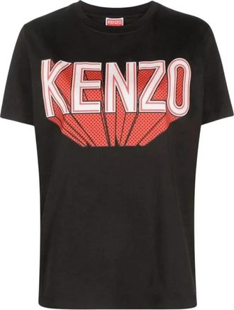 Kenzo T-shirt met logo-opdruk en ronde hals - Dames - T-shirts - Zwart - XS - Katoen - Tops