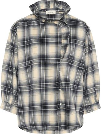 Soaked In Luxury Overhemden, Dames, Veelkleurig, XS, Polyester, Navy Checks Blouse Stijlvol Model