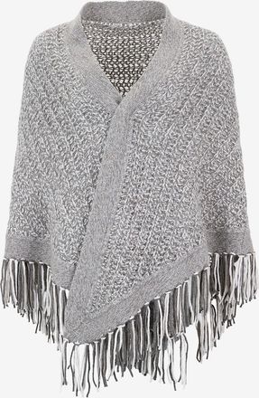 Hemisphere Dreiecks-Cape aus Kaschmir und Baumwolle mit Fransen