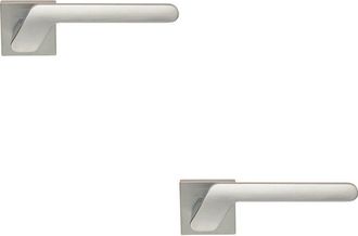 Loops 2x PAIR Modern Angled Handle on Square Rose Concealed Fix Satin Chrome