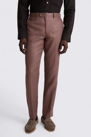 Moss Slim Fit Mauve Twill Linen Trouser