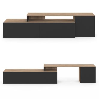 IDMarket Basile Mobile Tv Angolare Modulare Da 180-240 Cm In Legno E Nero